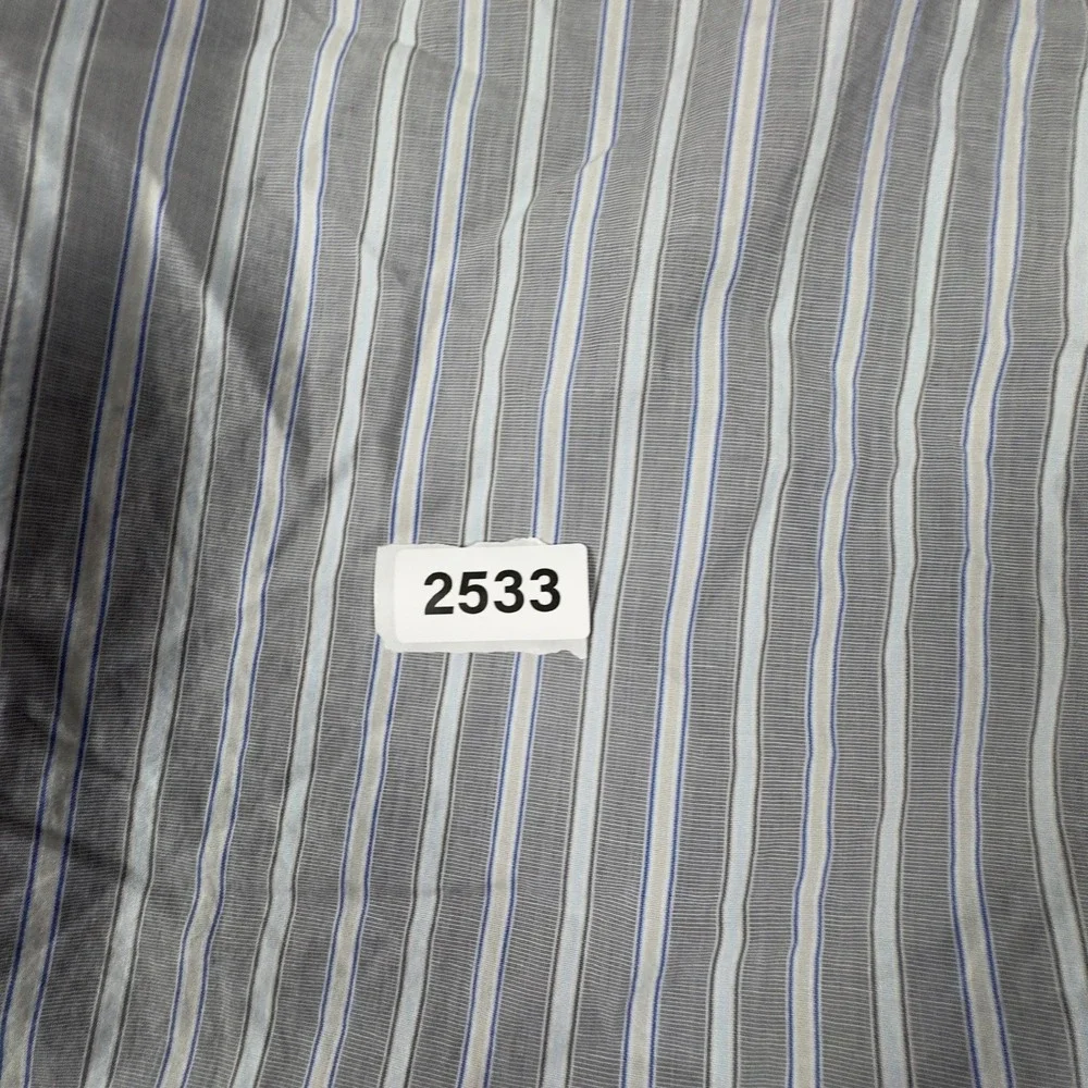 Banana Republic Dress Shirt Mens M 15-15.5 Grey Blue Striped French Cuff‎ Fitted